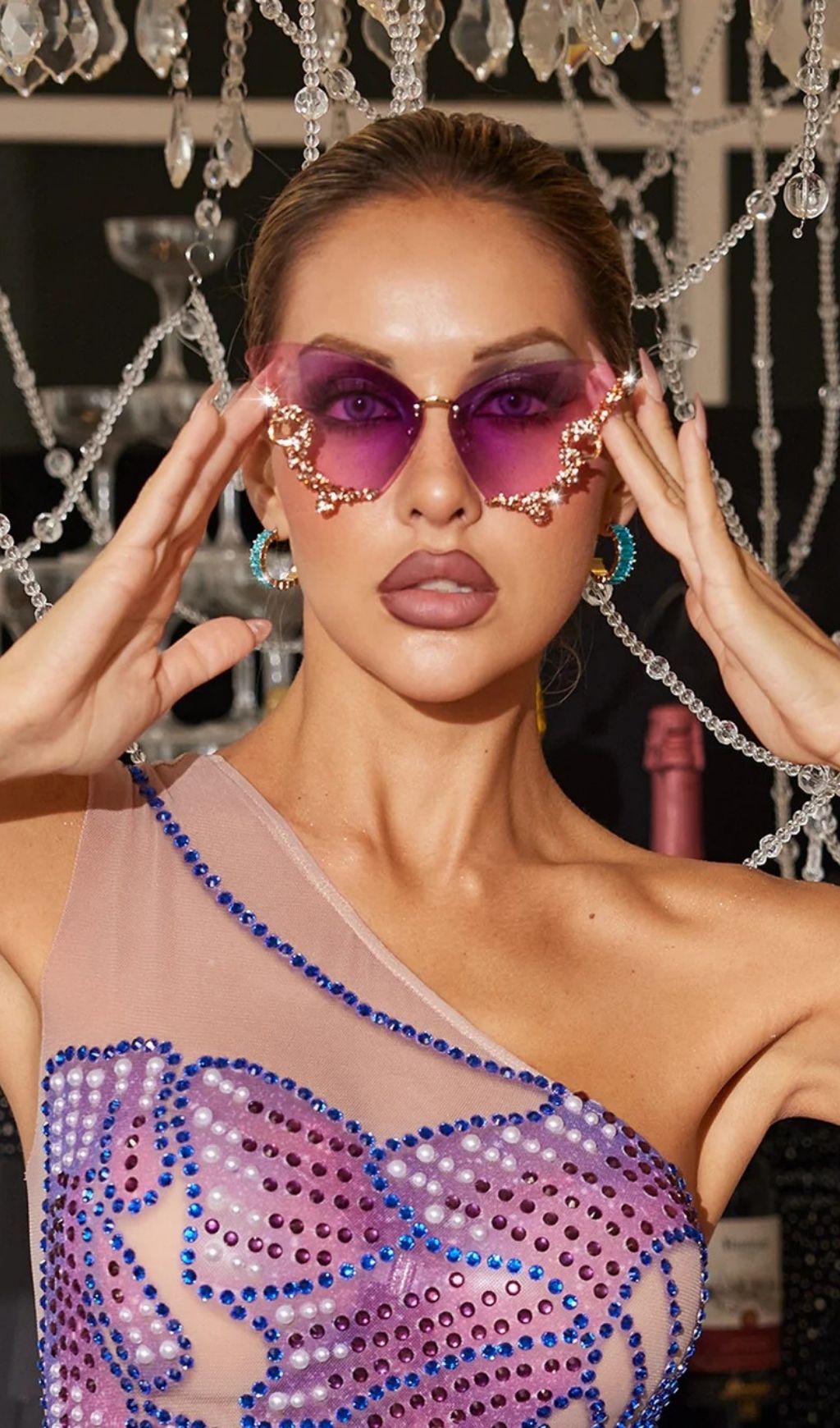 Tierney Purple Butterfly Crystal Sunglasses