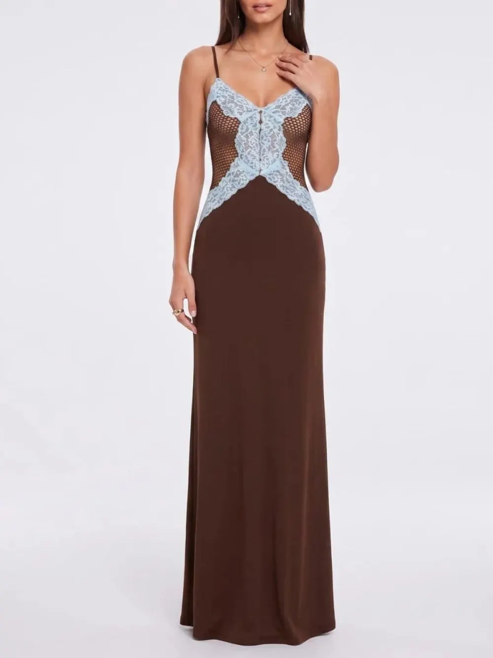 Taviera Spaghetti Lace Maxi Dress