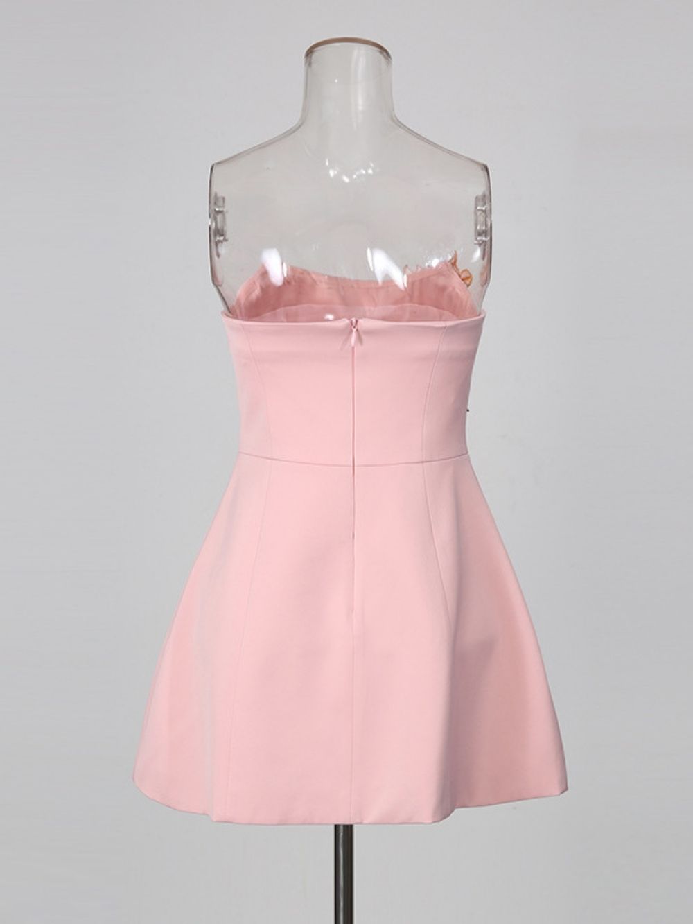 Madden Pink Strapless Flower Embroidery Mini Dress - OWNCI Madden Pink Strapless Flower Embroidery Mini Dress - OWNCI