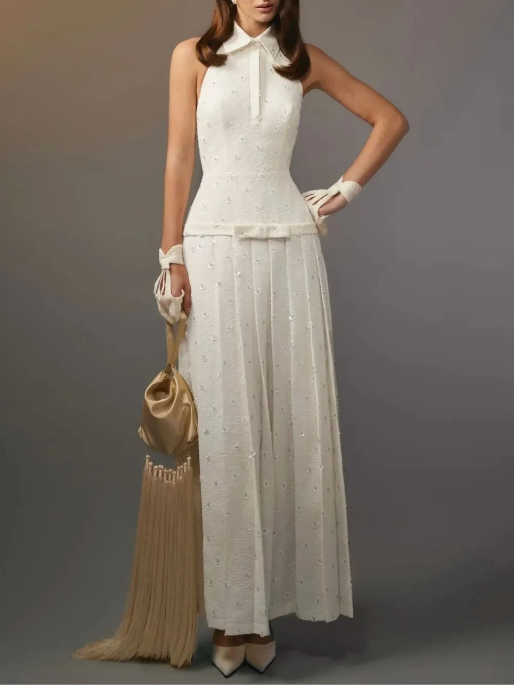 Fedra Halterneck Flower Maxi Dress