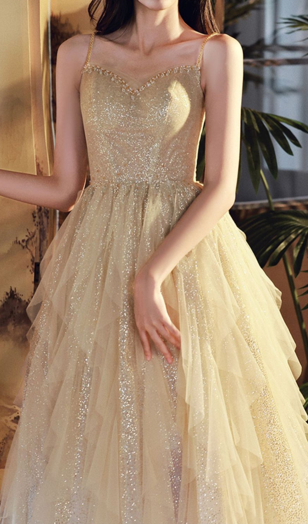 d237bd0ecb657f380cd29ce4da684ad9 Chinara Champagne Mesh Bling Maxi Dress