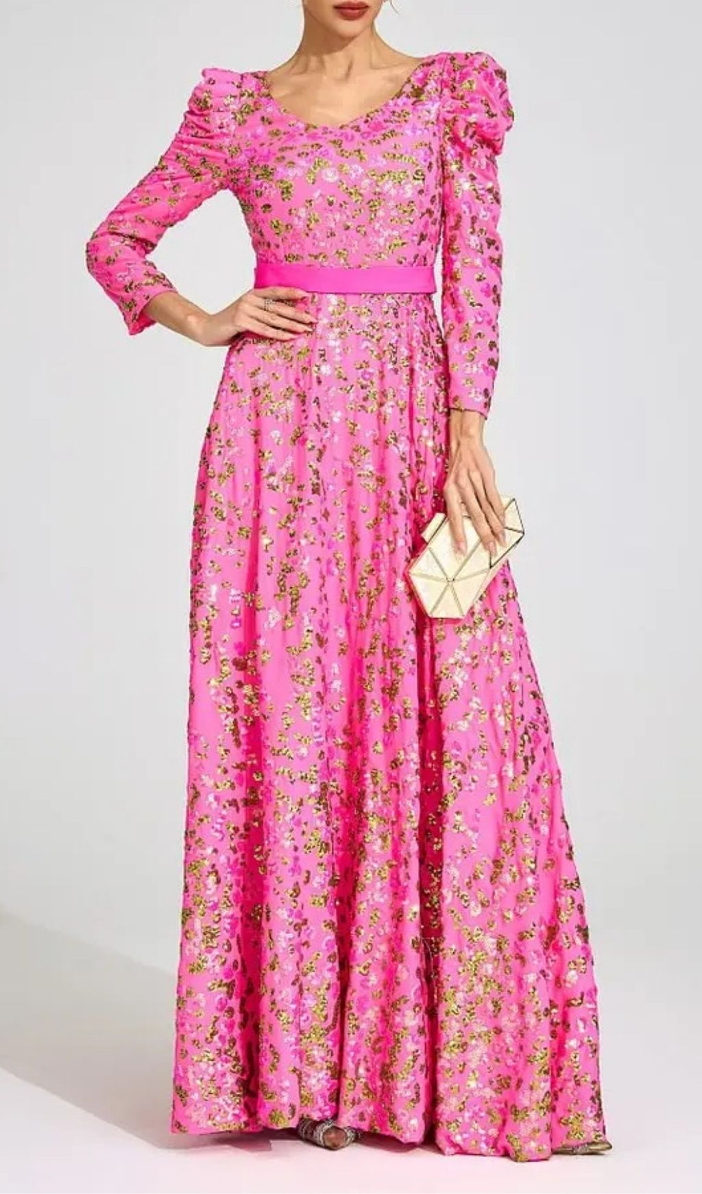 d2a3385d5c16b1b75c7b625fc6e0e742 Zenobia Rose Red Sequin Print Maxi Dress