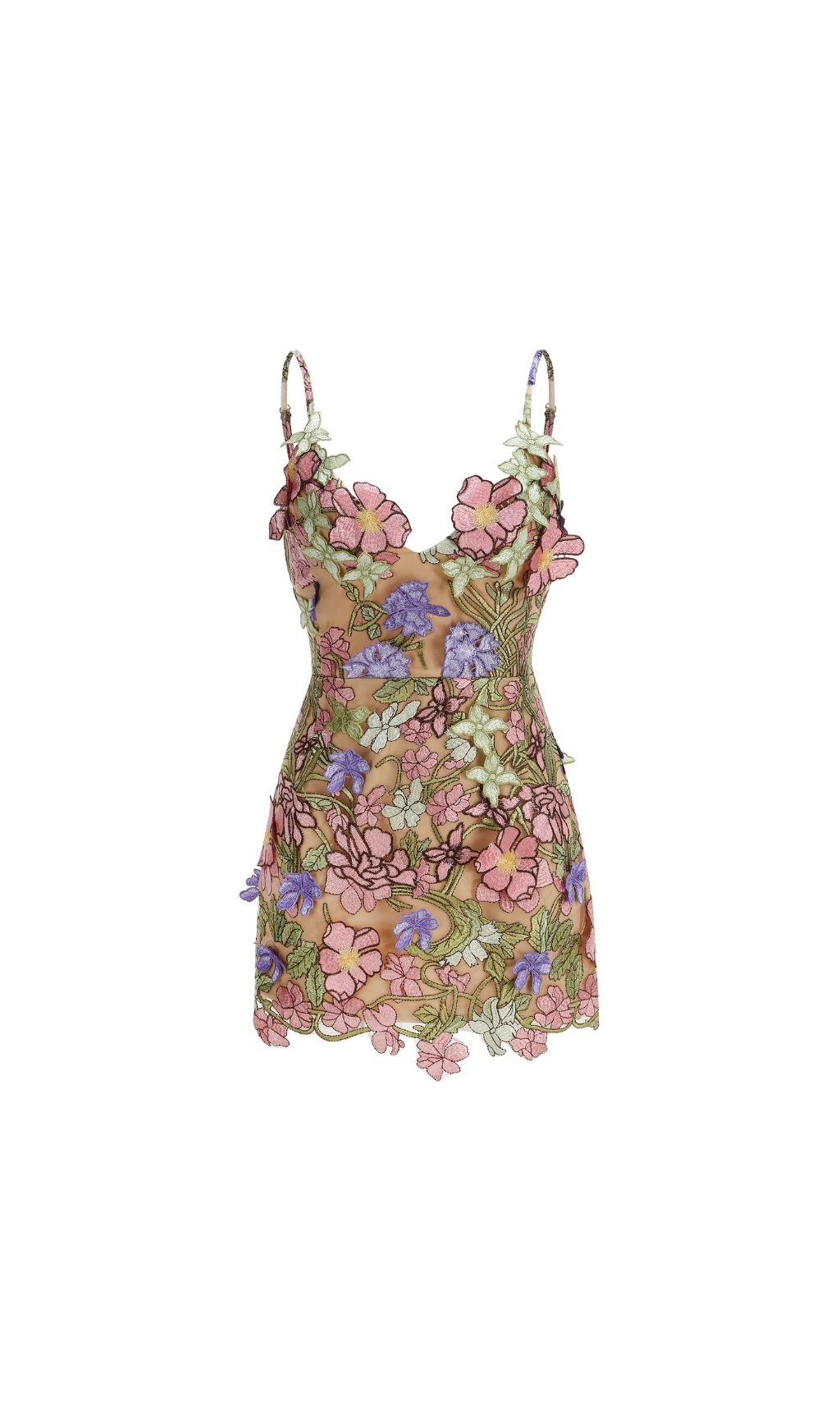 Fashionslee Women Letitia Strappy Embroidery Flower Mini Dress