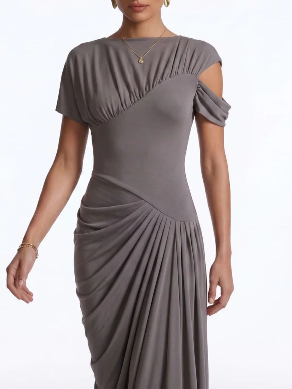 Kelmira Short Sleeve Draped Maxi Dress