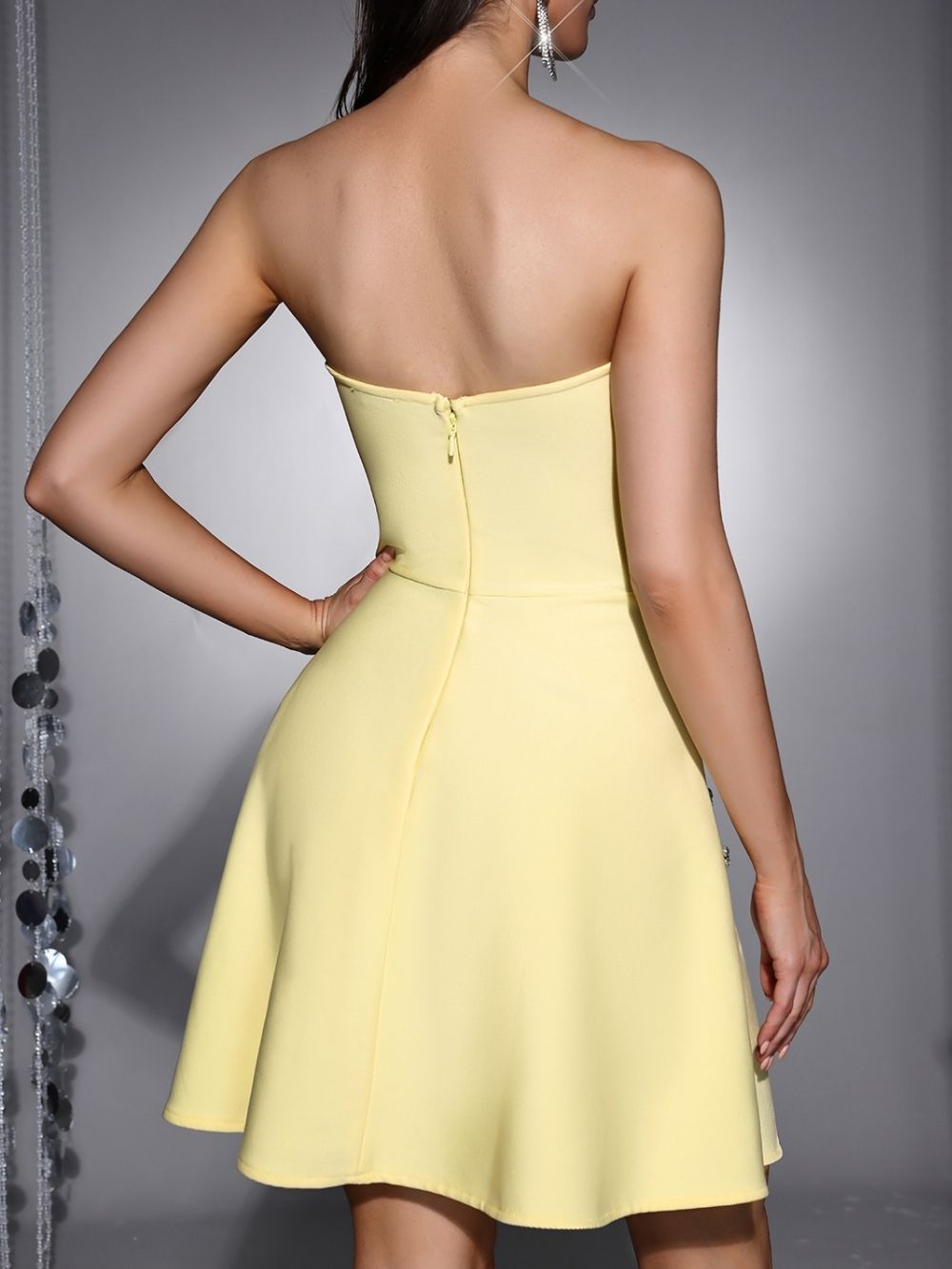 Mahalia Strapless Diamante Mini Dress - OWNCI
