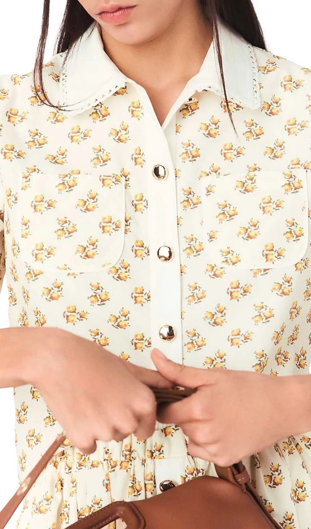 Fashionslee Women Printed Croquet Trim Shirt