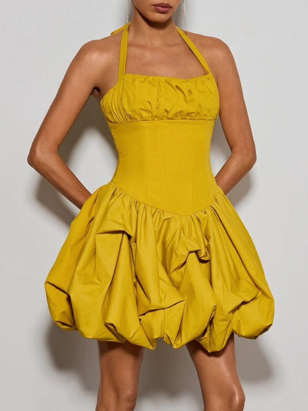 Zevareth Halterneck Bubble Mini Dress