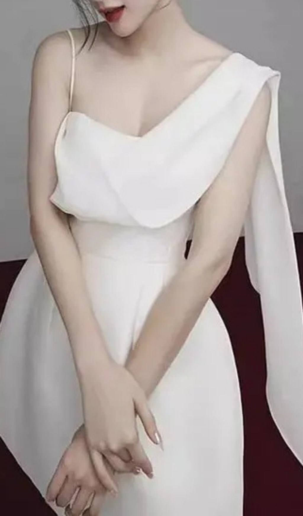 d47629694330c521358faaab8efb455f White Asymmetrical One-Shoulder Mini Dress