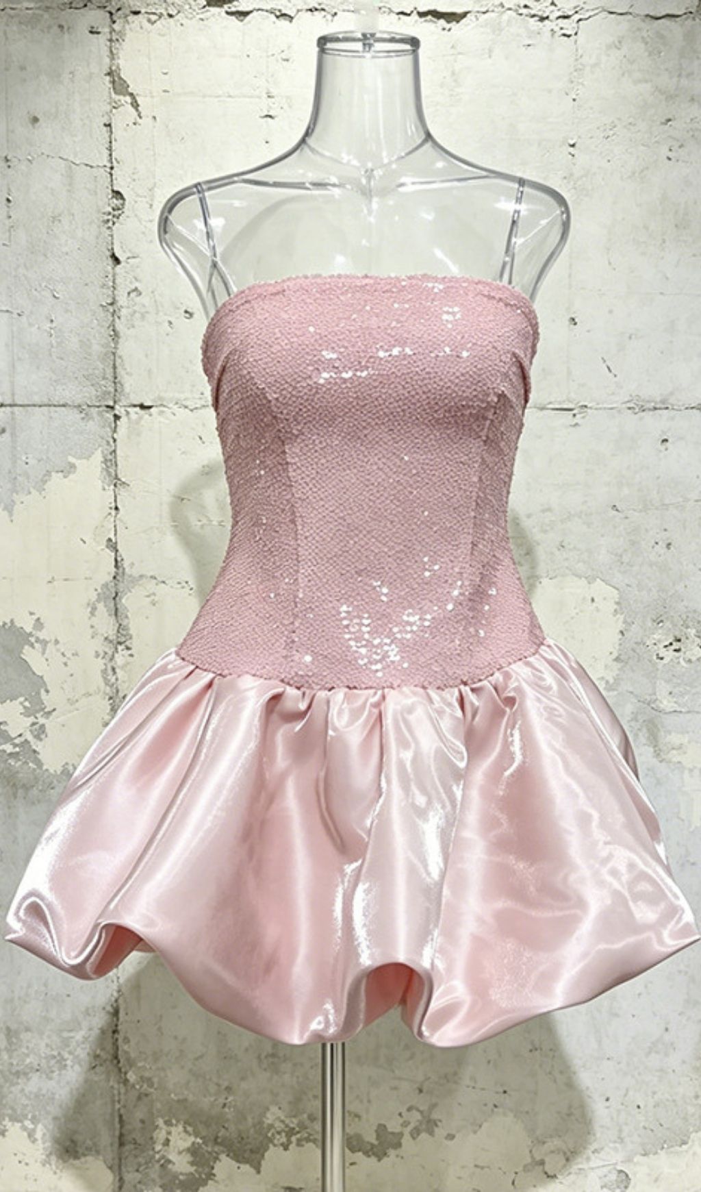 Fashionslee Women Lexis Pink Strapless Sequin Mini Dress