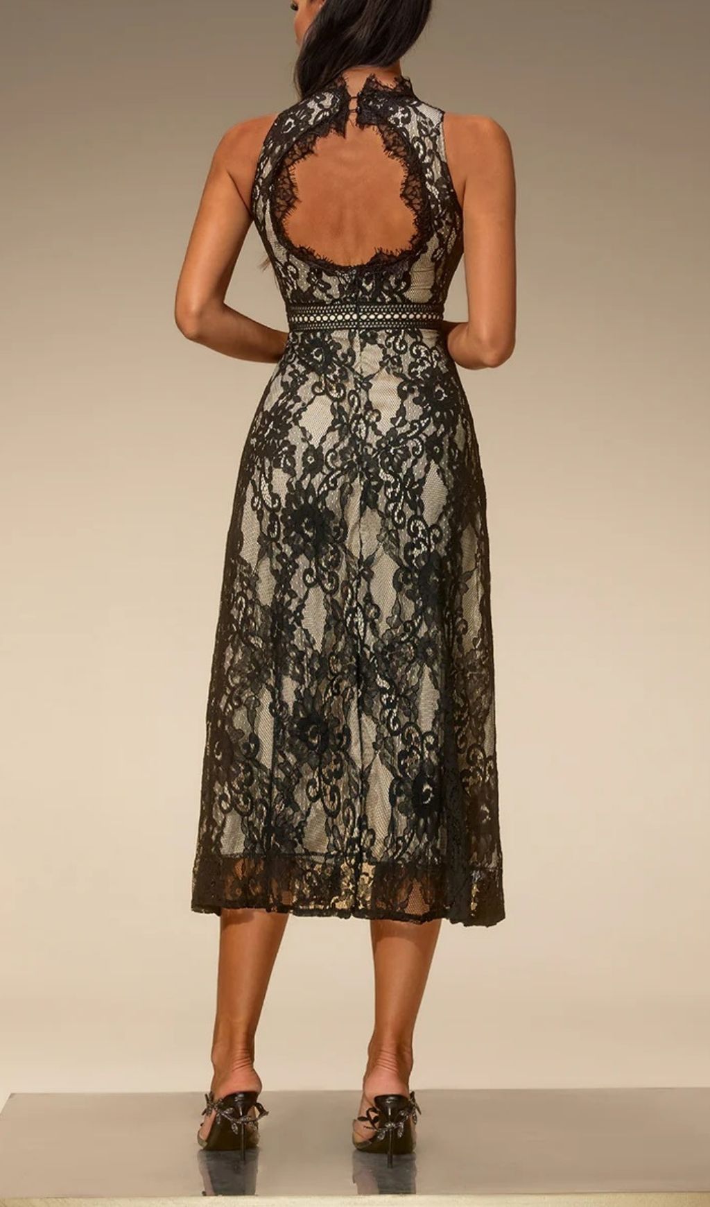 Fashionslee Women Evalina Sleeveless Lace Split Midi Dress