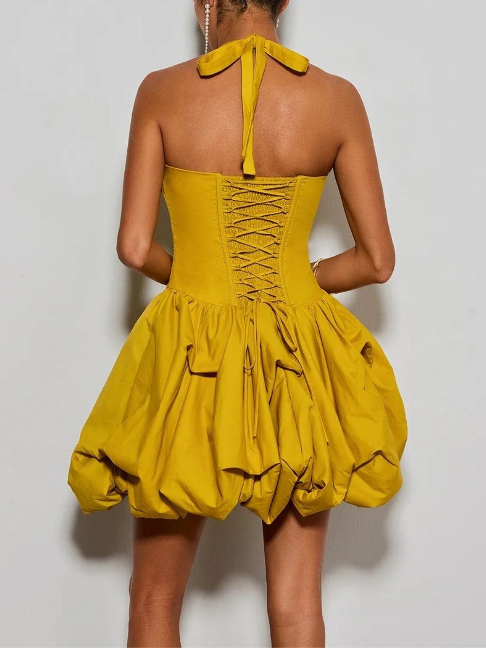 Zevareth Halterneck Bubble Mini Dress