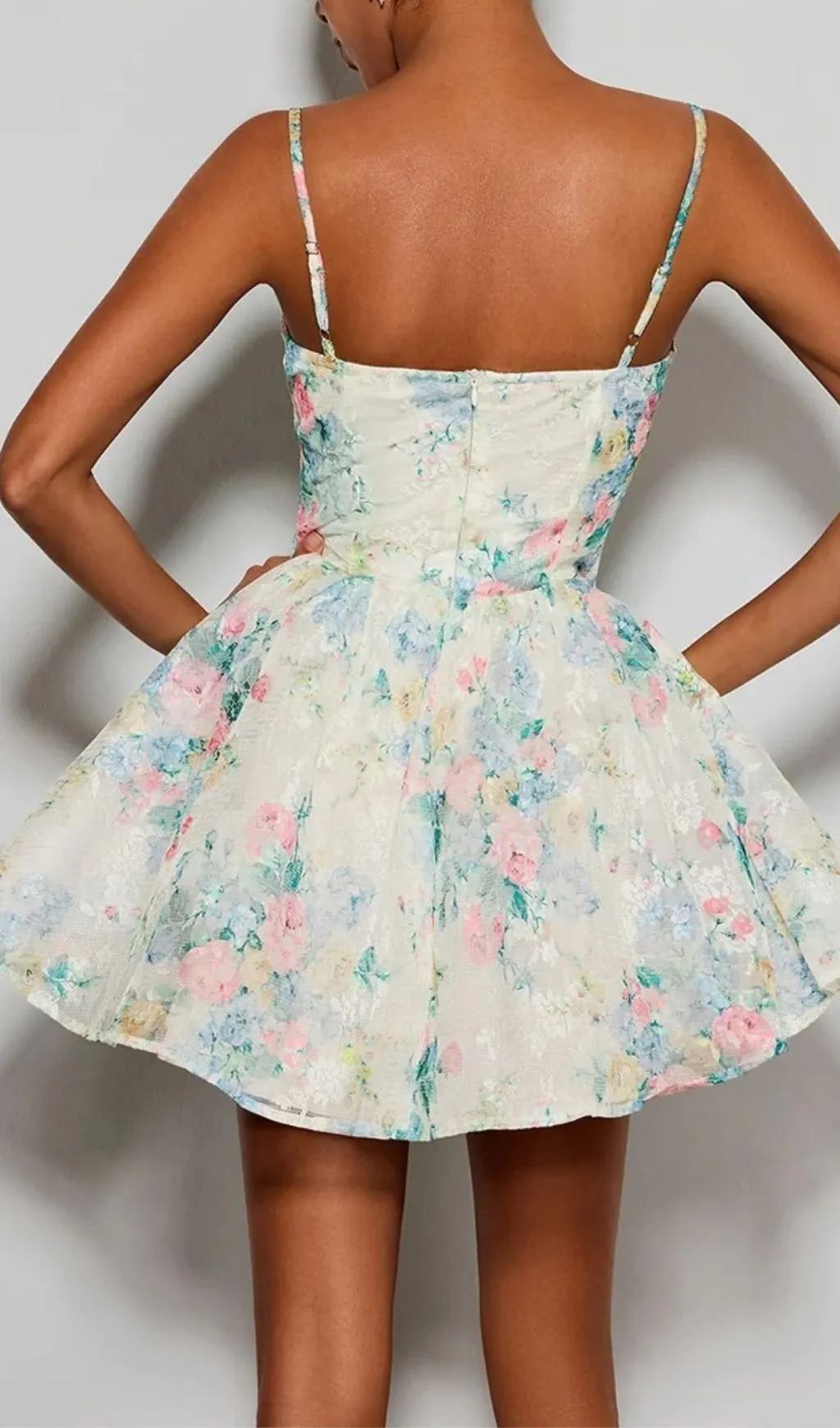 Fashionslee Women Estera Spaghetti Floral Printed Mini Dress