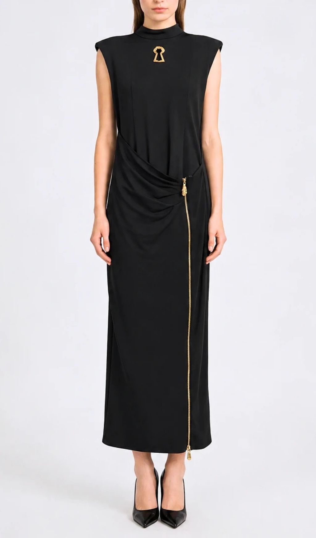 Leifs Sleeveless Zip Maxi Dress - Black