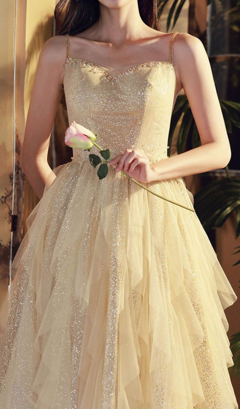 d7ee6f1274cdf2ff01a2484832cf819a Chinara Champagne Mesh Bling Maxi Dress