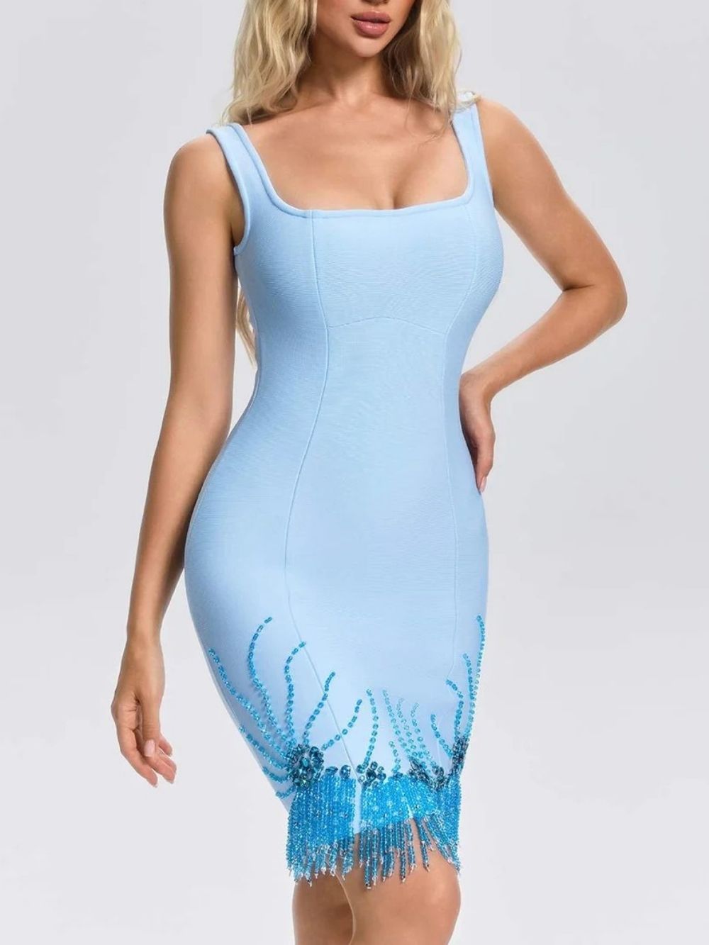 Grimrics Fringe Crystal Mini Dress - OWNCI