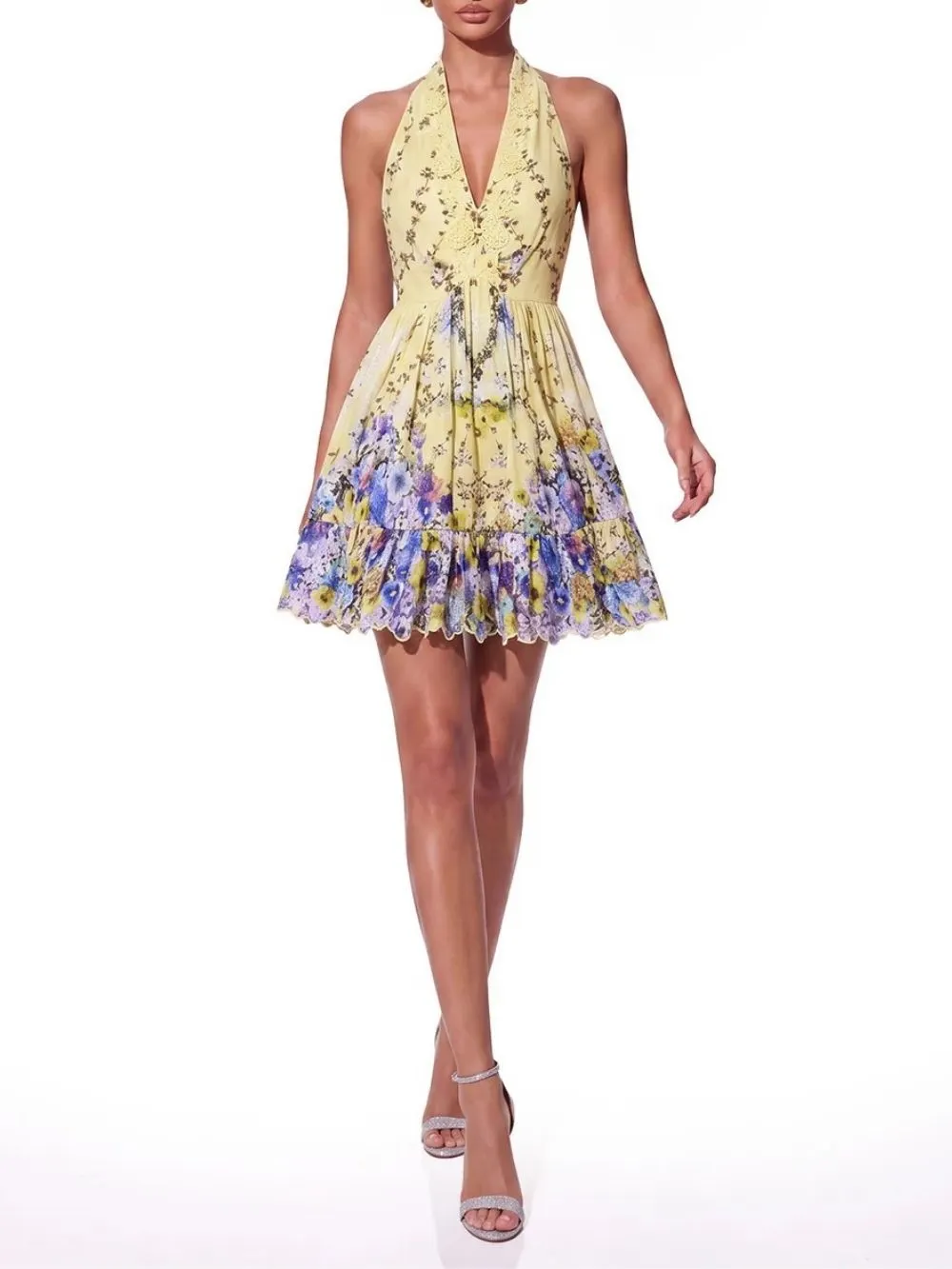 da1390d8e121f892a6cae75cedc4d87b Goril Halterneck Flower Mini Dress
