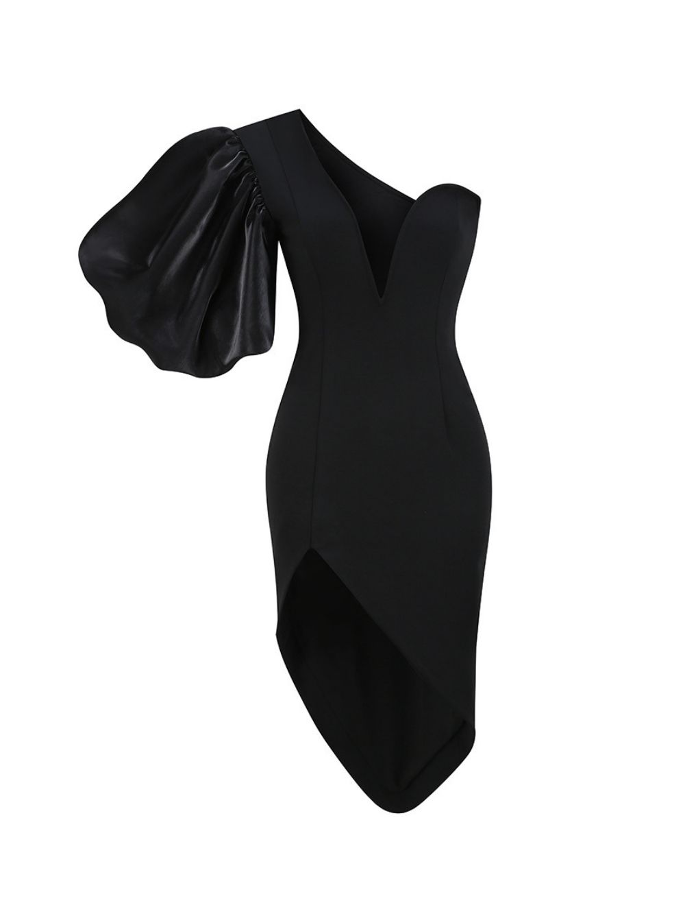daf695a4fe7608ebc48631fd11163f52 Makala Black One-Shoulder Midi Dress