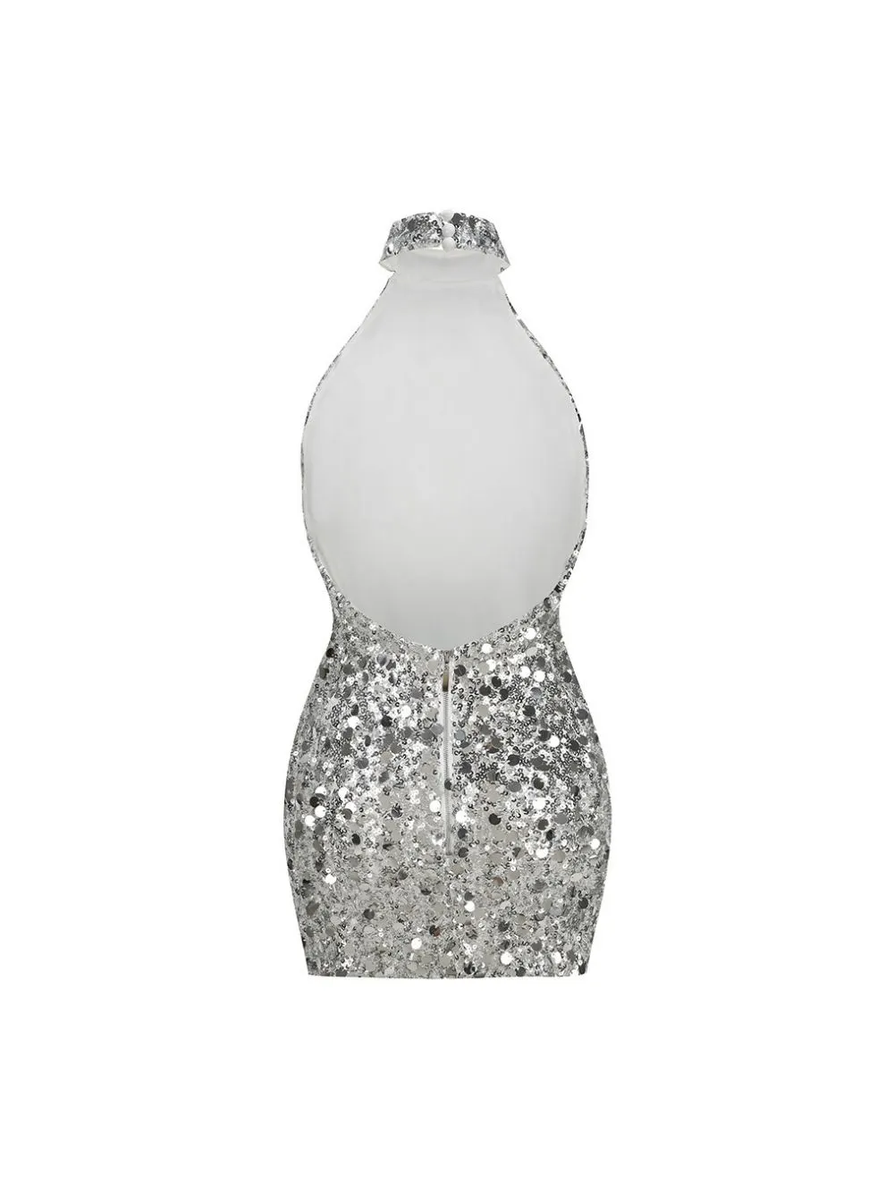 Maliah Silver Sequin Backless Mini Dress - OWNCI Maliah Silver Sequin Backless Mini Dress - OWNCI