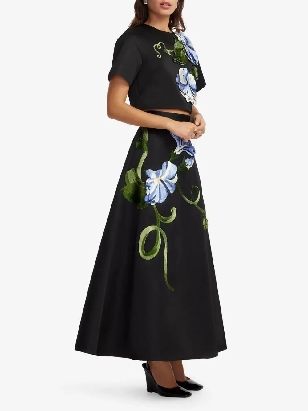 Clarke Flower Embroidery Two-Piece Set