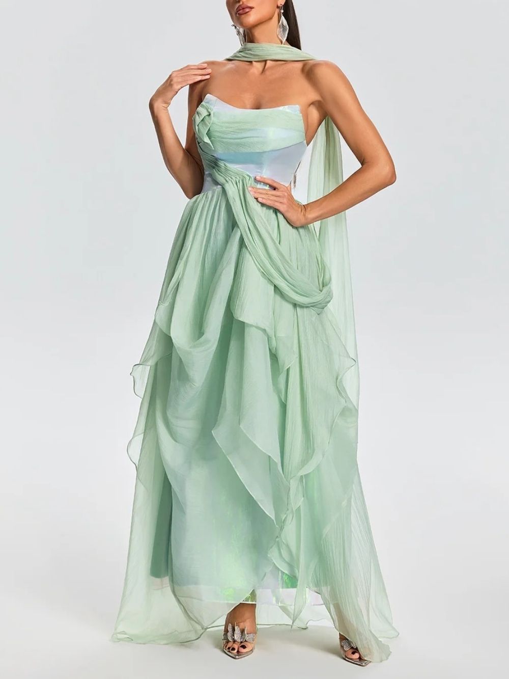 Euanthe Scarf Ruffle Maxi Dress - OWNCI Euanthe Scarf Ruffle Maxi Dress - OWNCI
