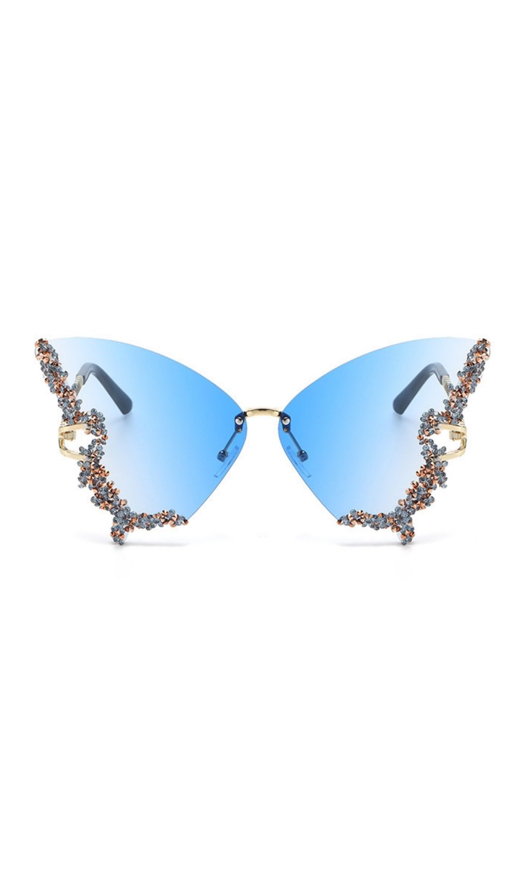 Tierney Blue Butterfly Crystal Sunglasses - OWNCI