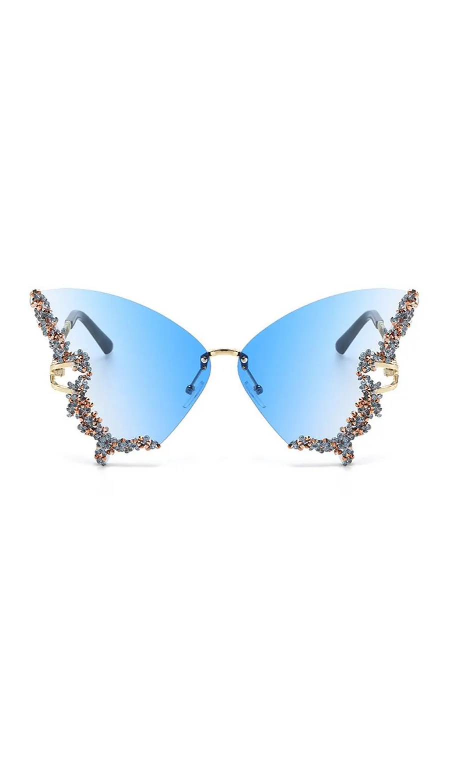 Tierney Blue Butterfly Crystal Sunglasses - OWNCI Tierney Blue Butterfly Crystal Sunglasses - OWNCI