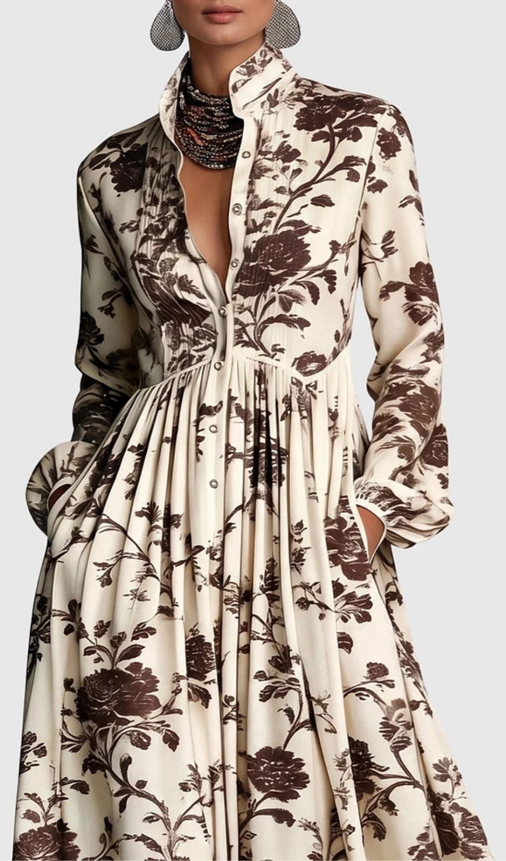 dd239971cb456a13bffe7f7aca96c934 Judie Floral Print Maxi Dress - Brown