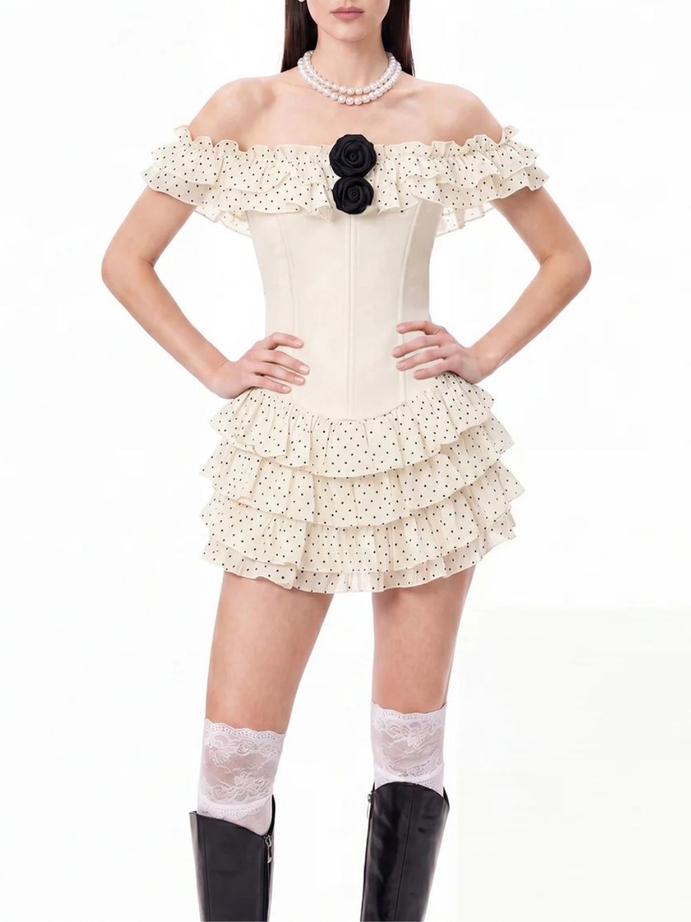Talven Tiered Flower Dot Skirt Set