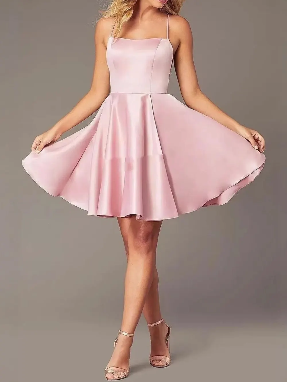 Marcelle Pink Spaghetti Mini Dress - OWNCI Marcelle Pink Spaghetti Mini Dress - OWNCI