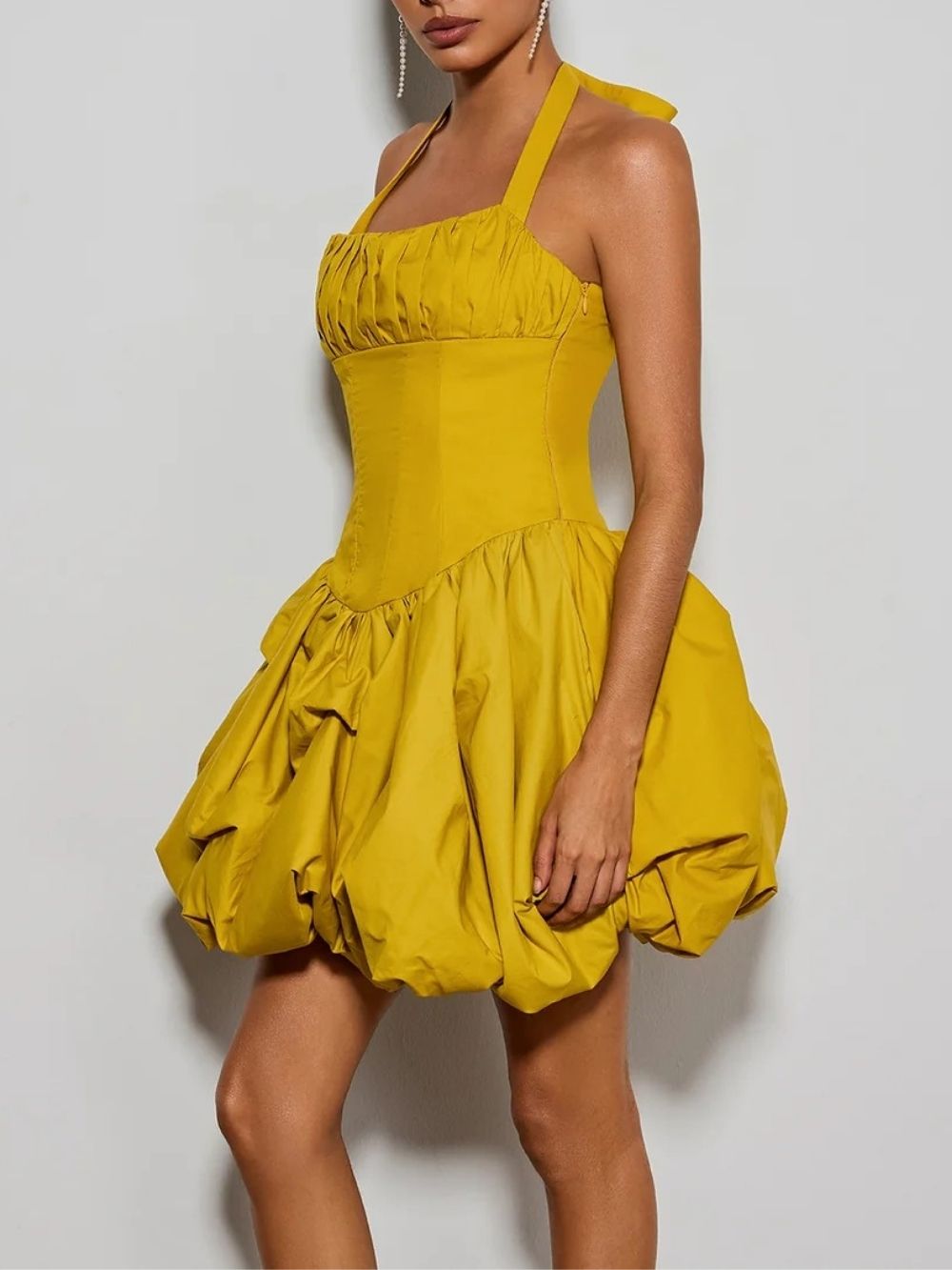 Zevareth Halterneck Bubble Mini Dress