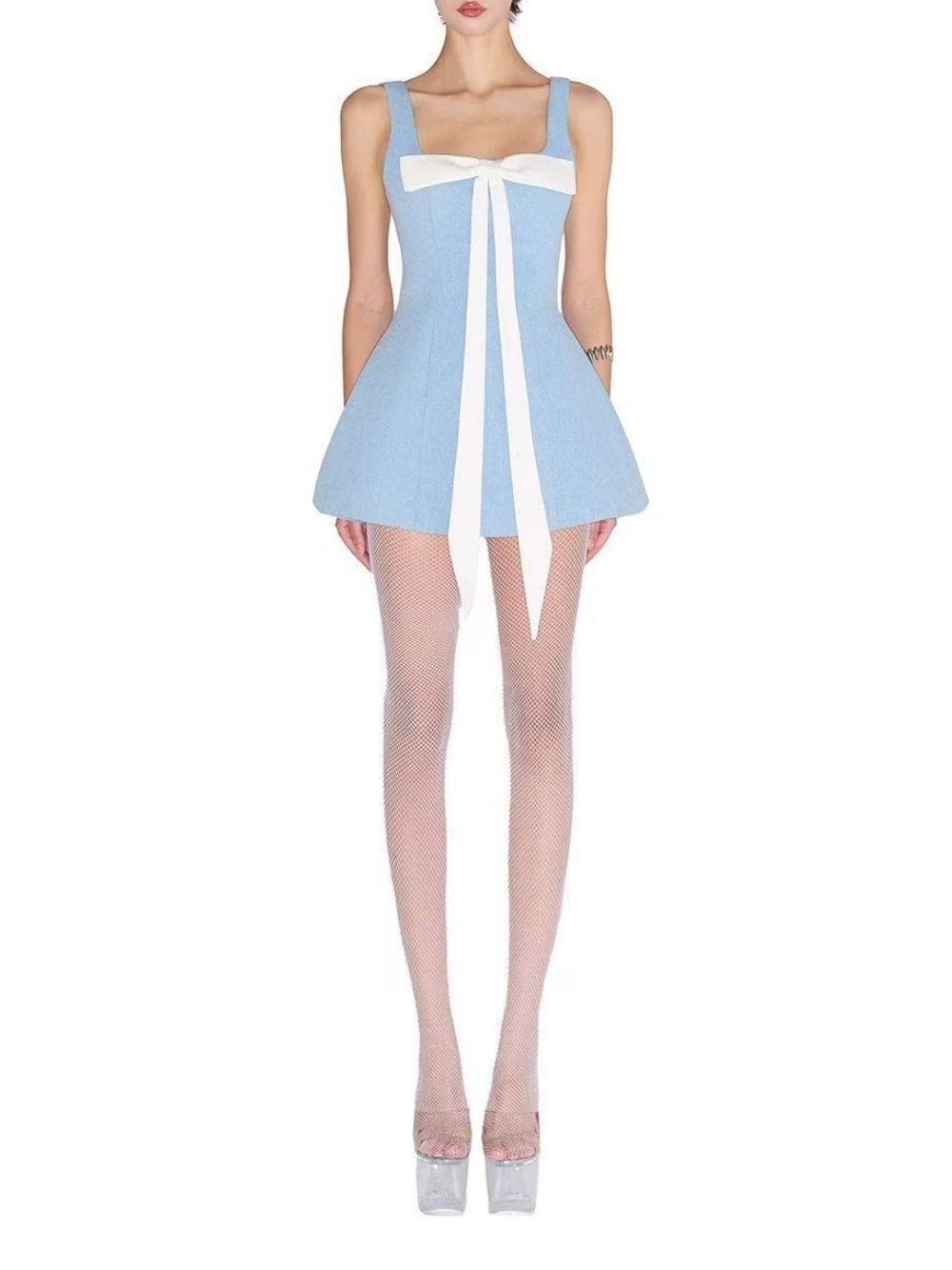 Manna Blue Bow Mini Dress - OWNCI Manna Blue Bow Mini Dress - OWNCI