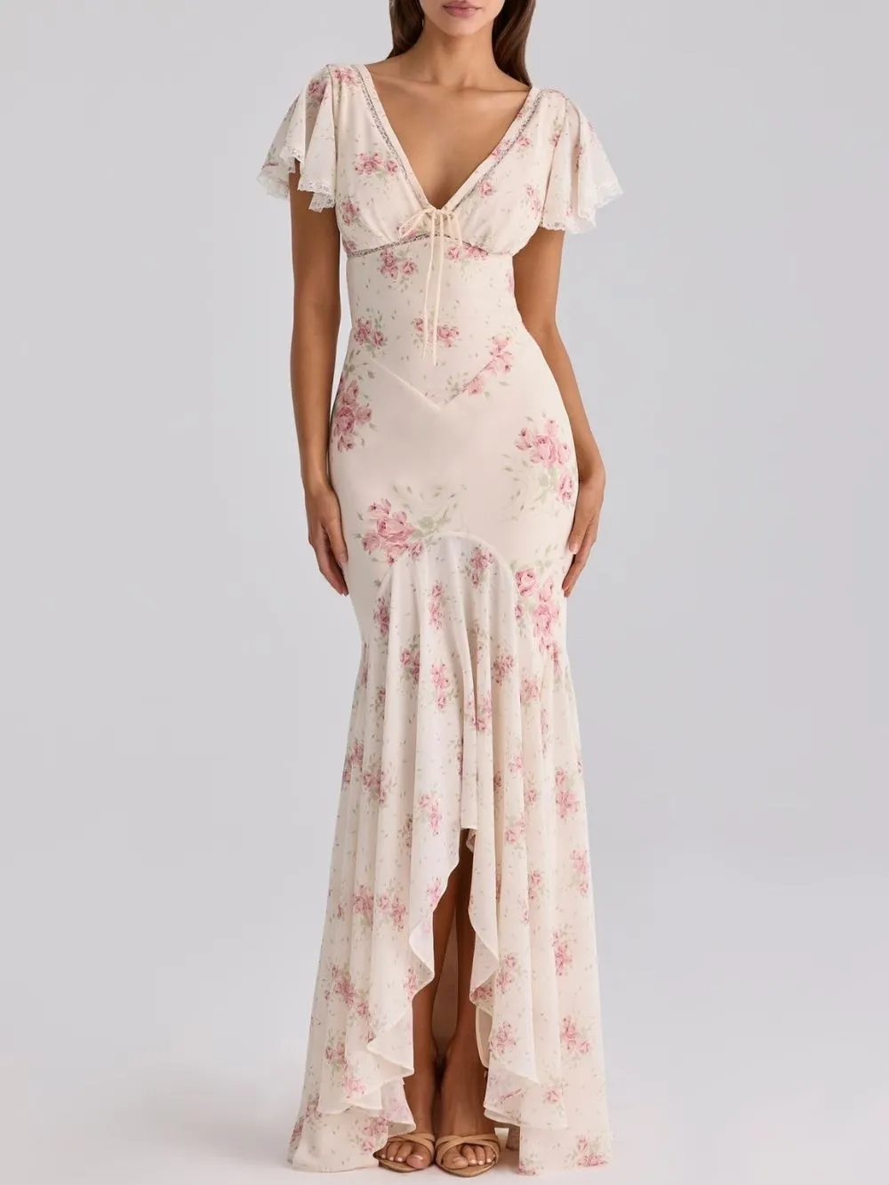 Fashionslee Women Ashgar Puff Sleeve Floral Maxi Dress