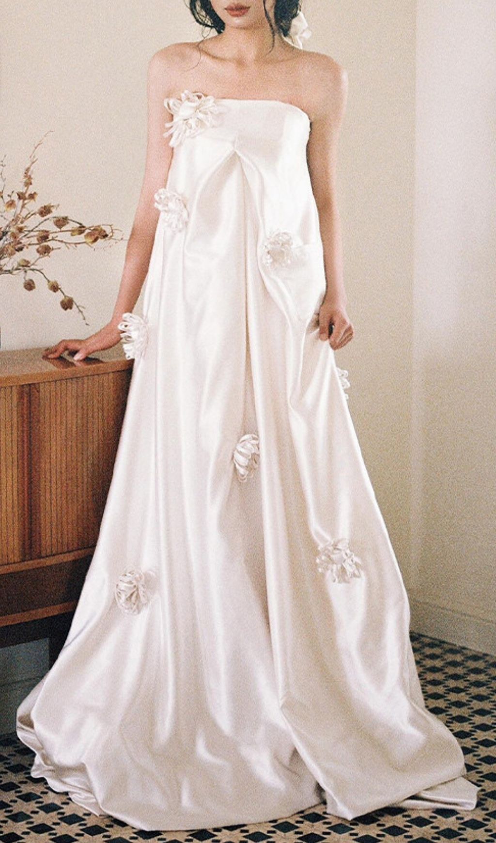 Fashionslee Women Lexa White Strapless Embellished Maxi Dress