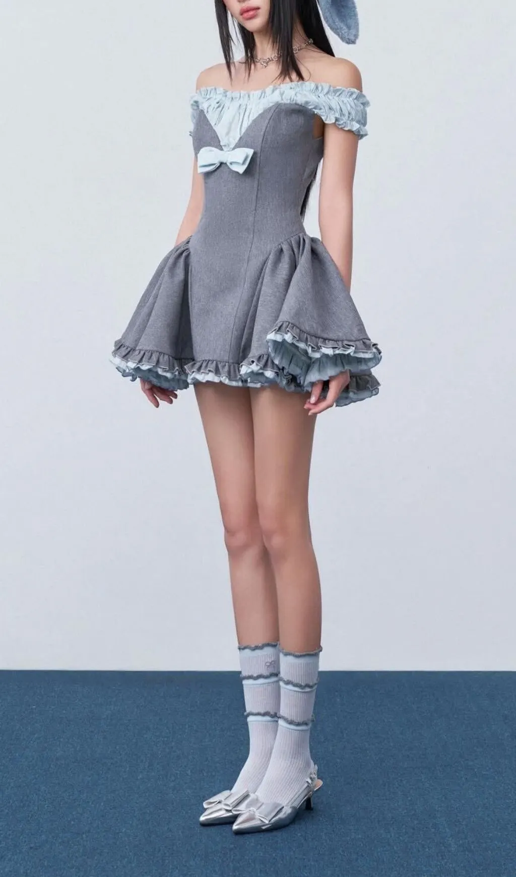 Fashionslee Women Liloo Off-Shoulder Bow Mini Dress