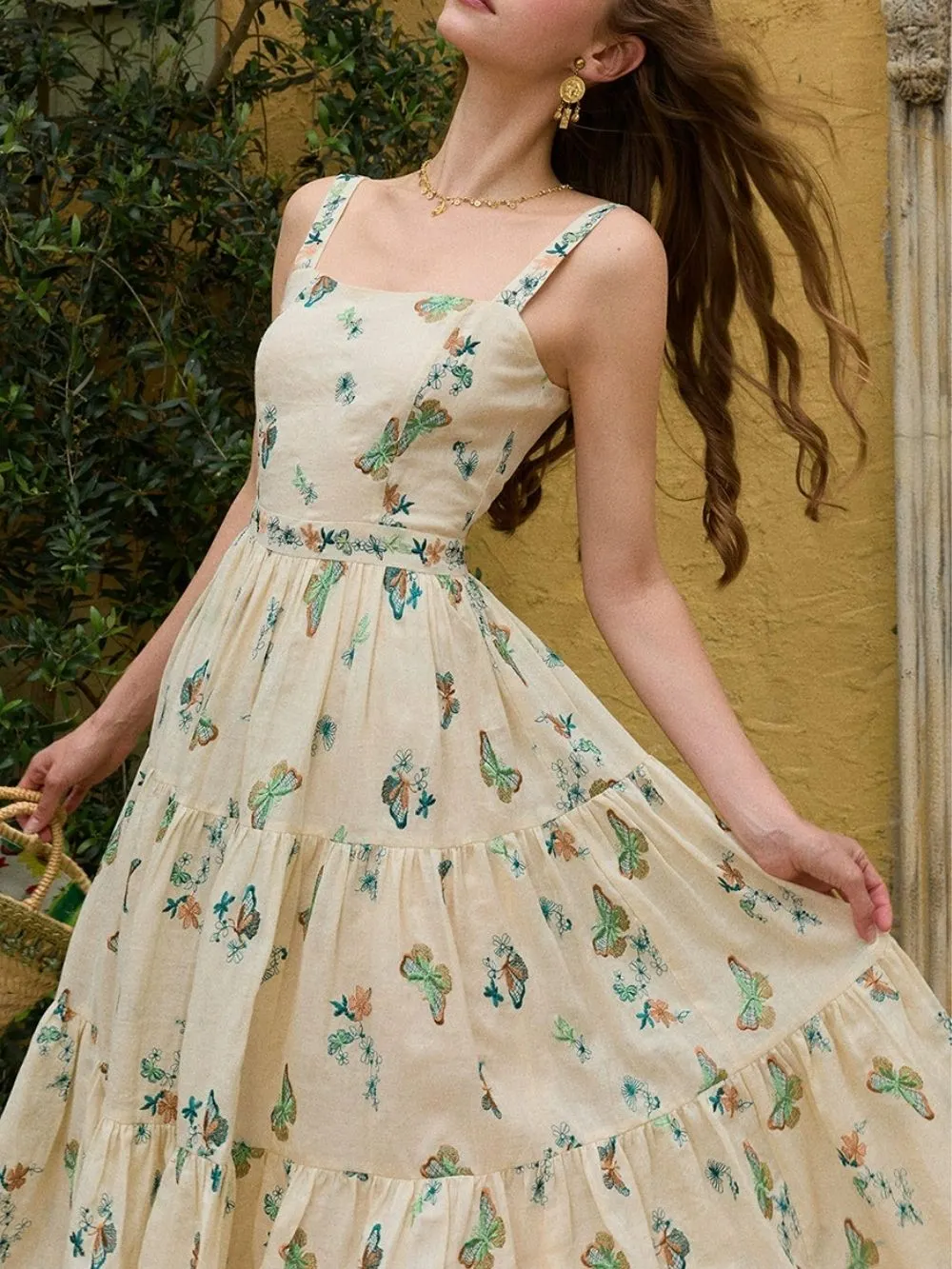 Mandi Butterfly Printed Midi Dress - OWNCI