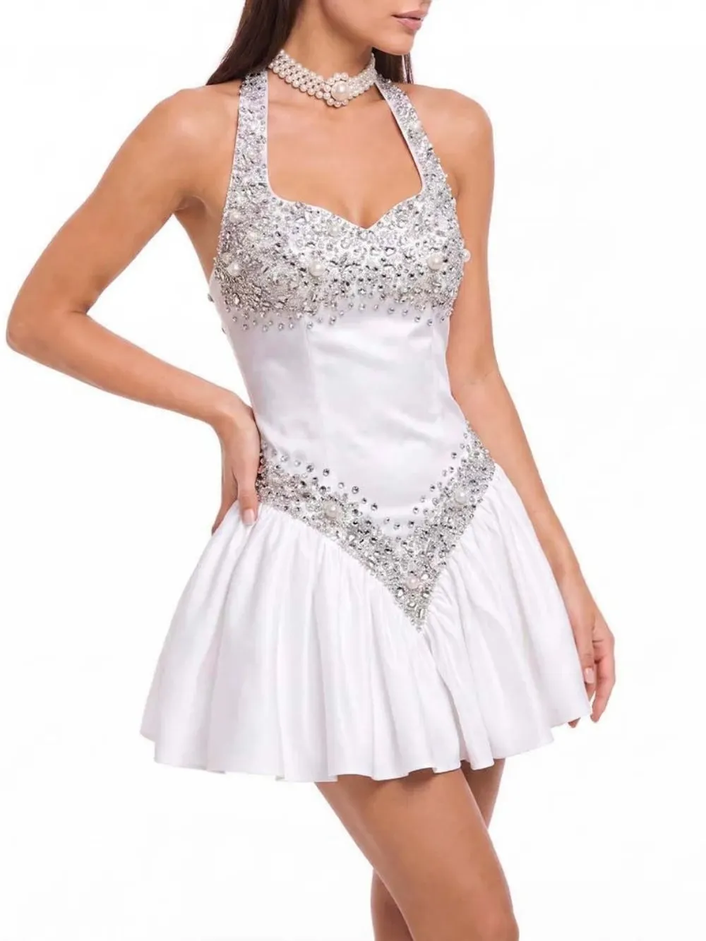 e2809bae8d1d95b1000aa6d13fde04d5 Jorvexa Halterneck Embellished Mini Dress