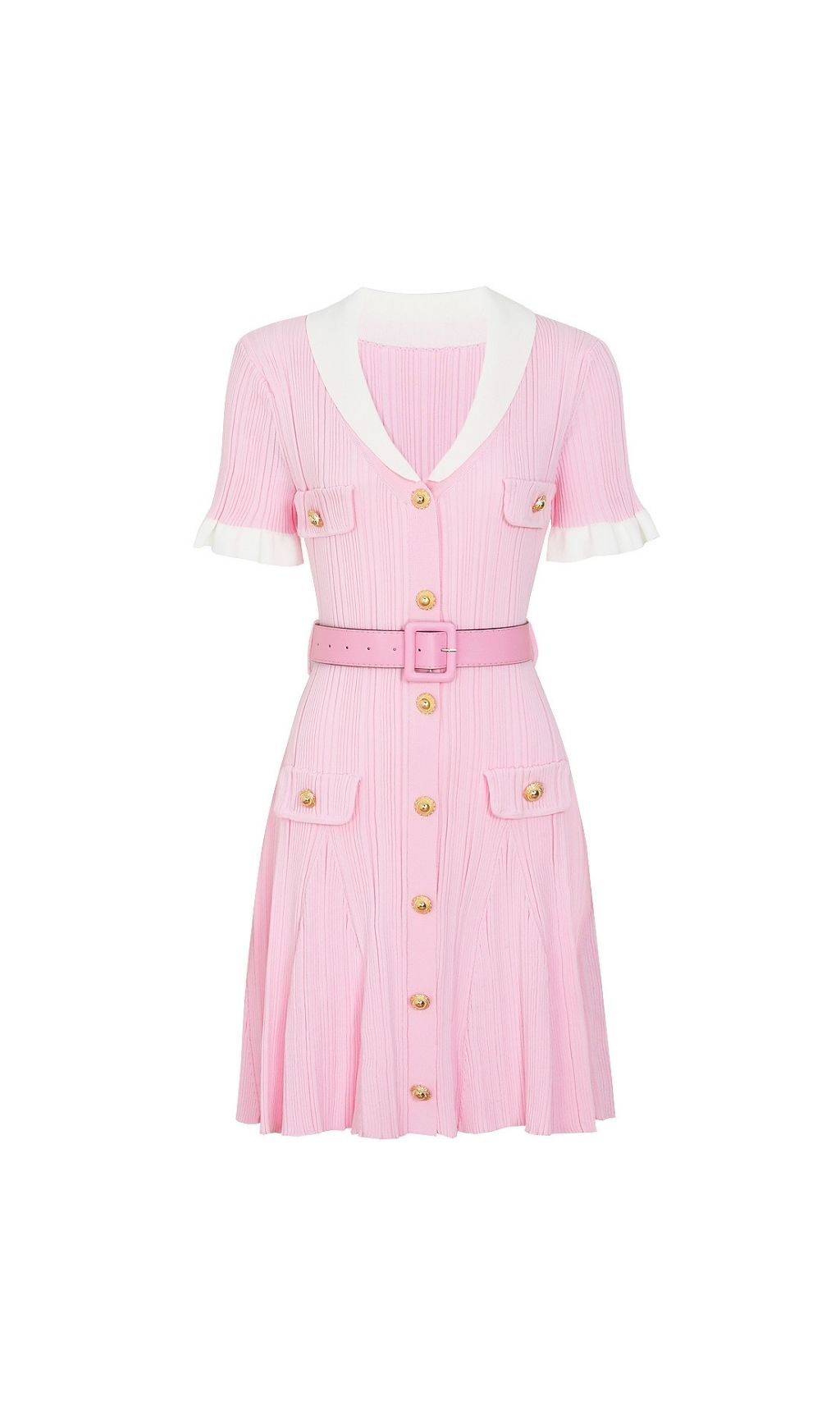 Fashionslee Women Madeline Pink Short Sleeve Knit Mini Dress