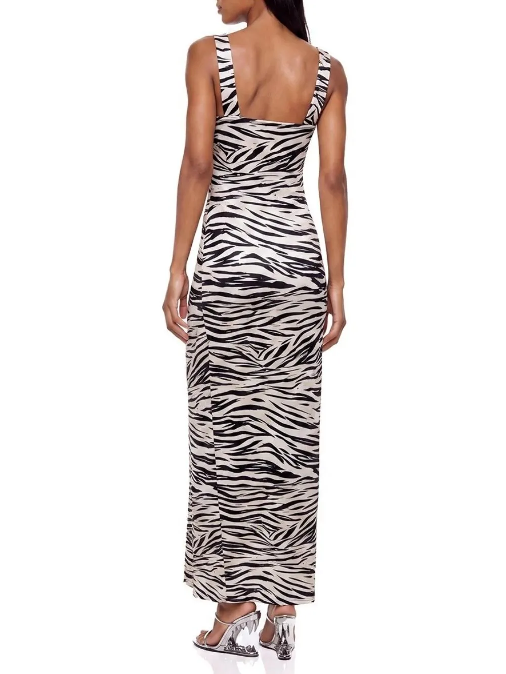 Coral Halterneck Zebra Maxi Dress - OWNCI