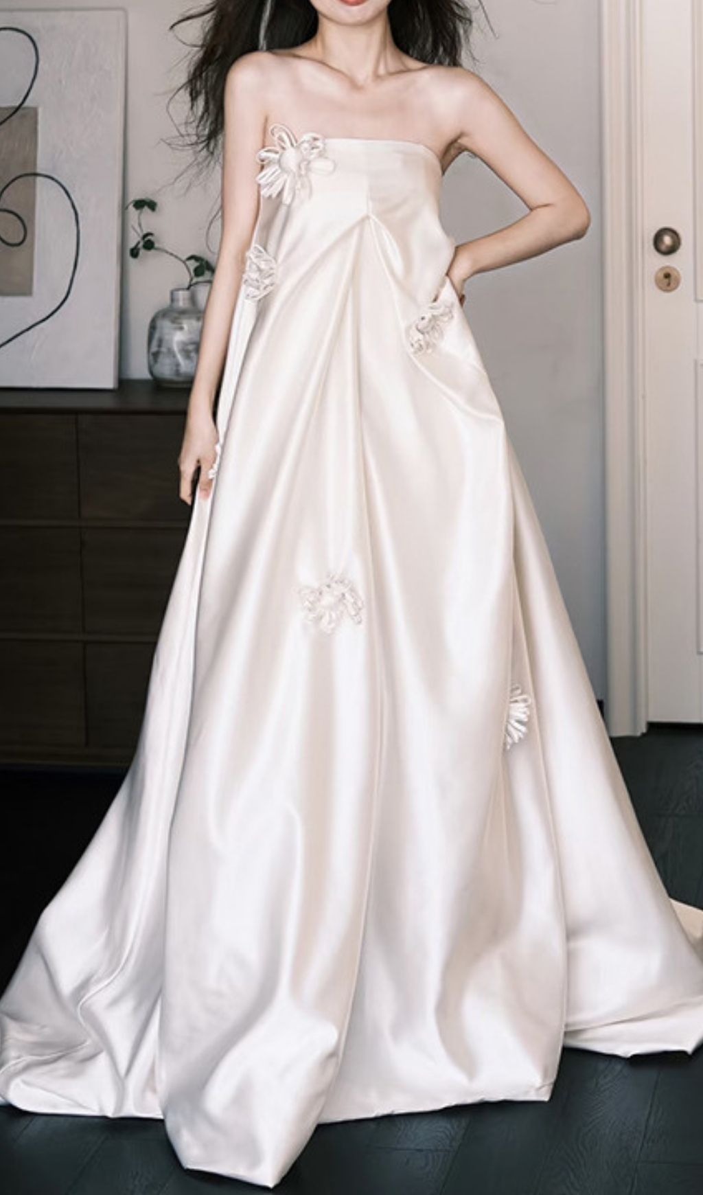 e378b64316d1519d4325b901f3f71a04.jpg Fashionslee Women Lexa White Strapless Embellished Maxi Dress