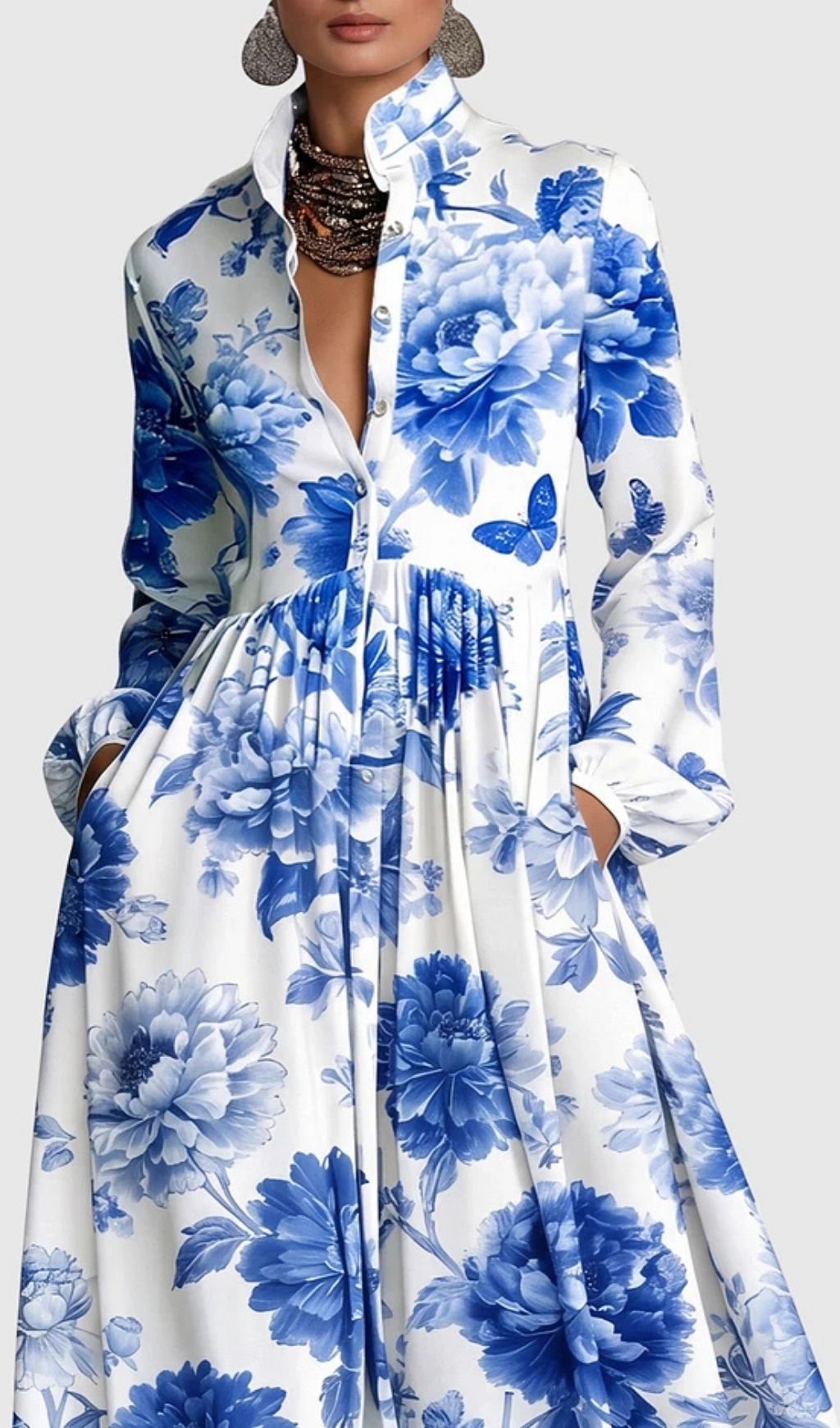 e3875f9cabacb112bb673a62b4cdd1af Judie Floral Print Maxi Dress - Blue