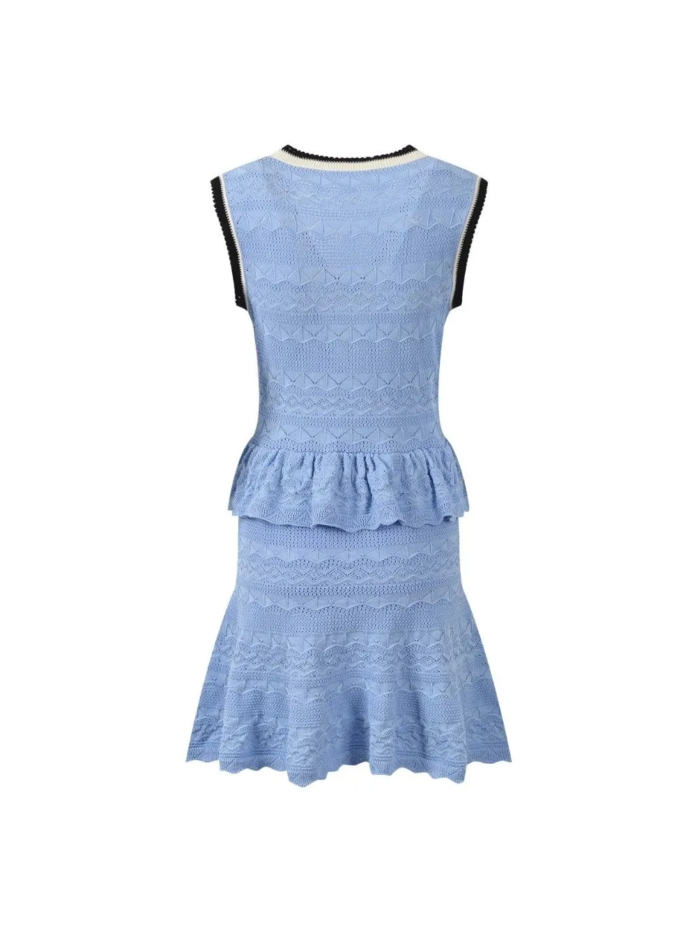 Pointelle Knit Mini Dress – Blue - OWNCI Pointelle Knit Mini Dress – Blue - OWNCI