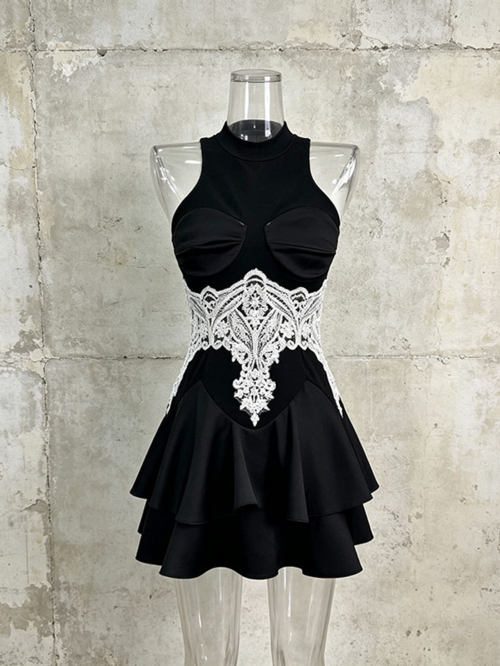 Mandi Black Sleeveless Lace Mini Dress - OWNCI Mandi Black Sleeveless Lace Mini Dress - OWNCI