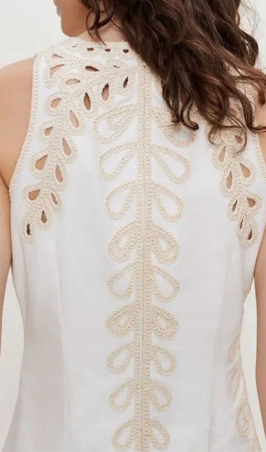 e4d5448d42c5d47094f2d5dda53a534d Embroidered Phoenix Tail Hollow Flower Sleeveless Short Dress - White