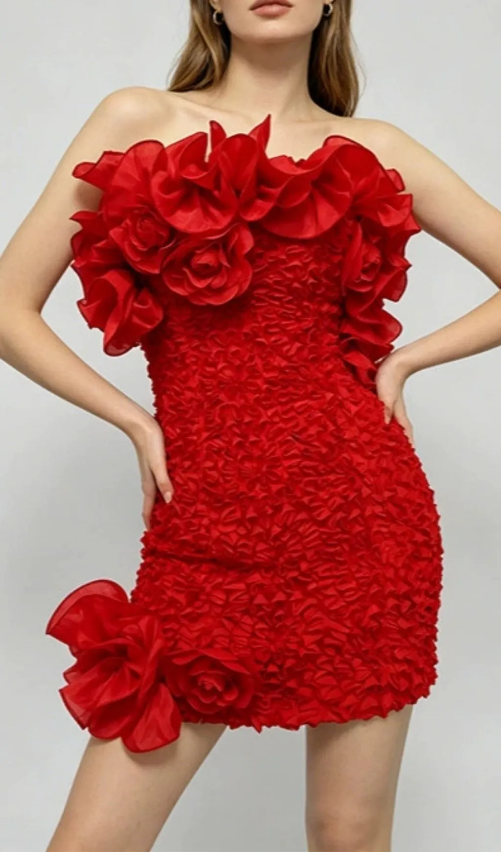 Fashionslee Women Fyndoric Strapless Flower Mini Dress