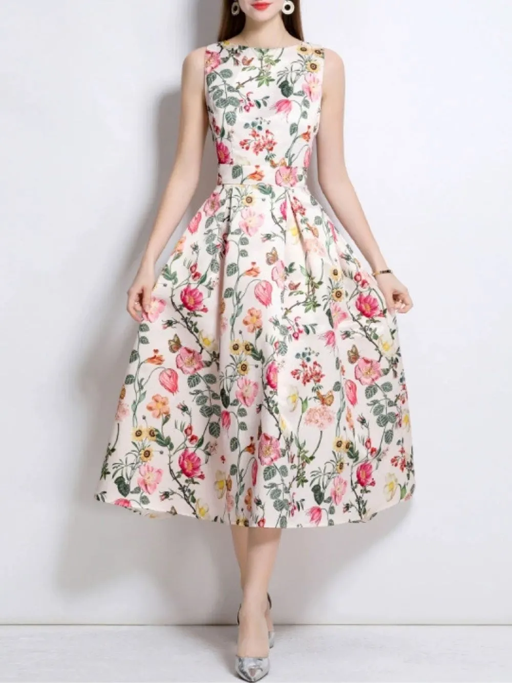 Maicy Sleeveless Floral Midi Dress - OWNCI Maicy Sleeveless Floral Midi Dress - OWNCI