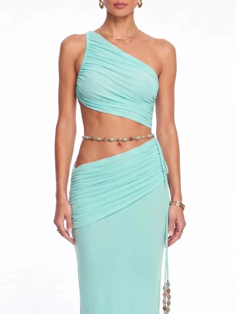 Eryna One Shoulder Ruched Skirt Set