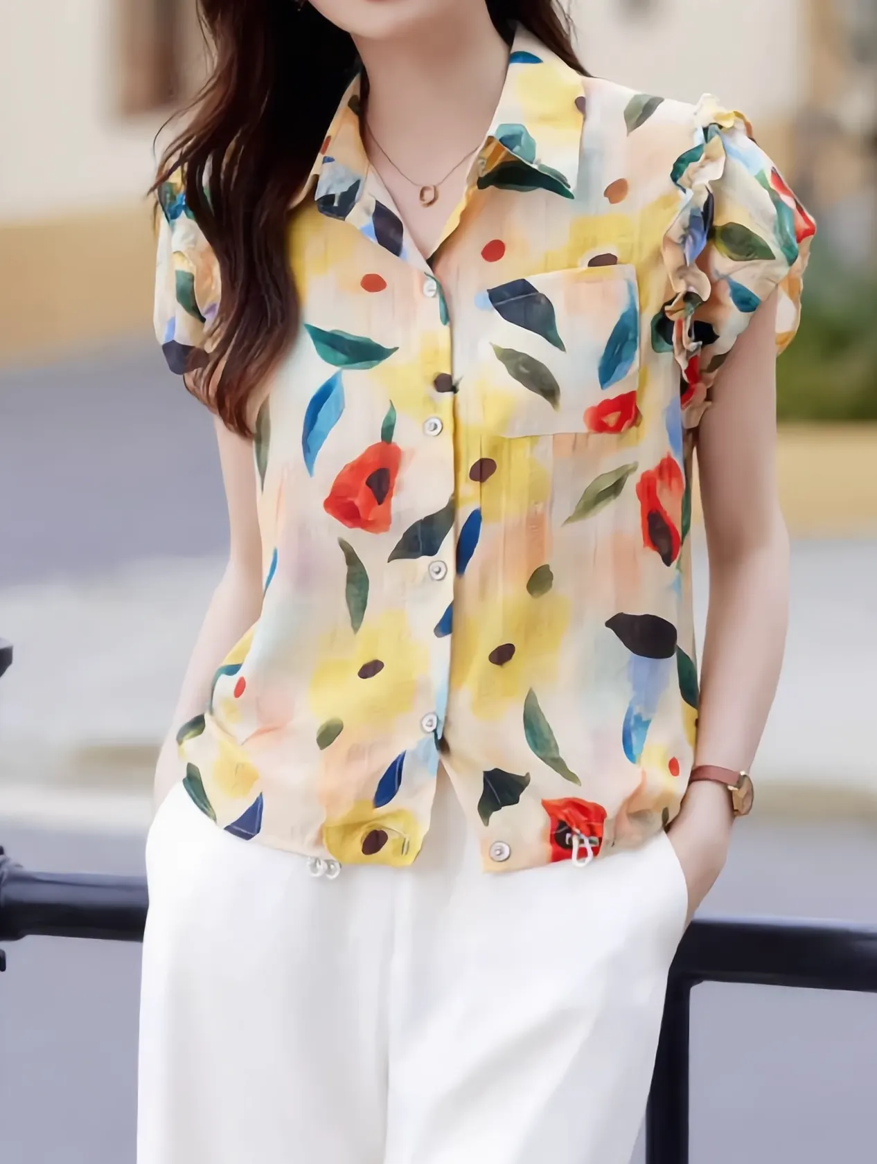 Odelia Casual Polo Floral Printed Shirt