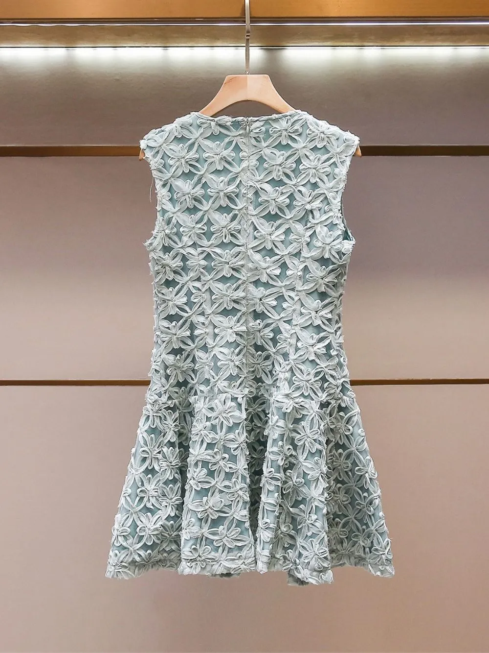 Mamie Green Flower Sleeveless Mini Dress - OWNCI
