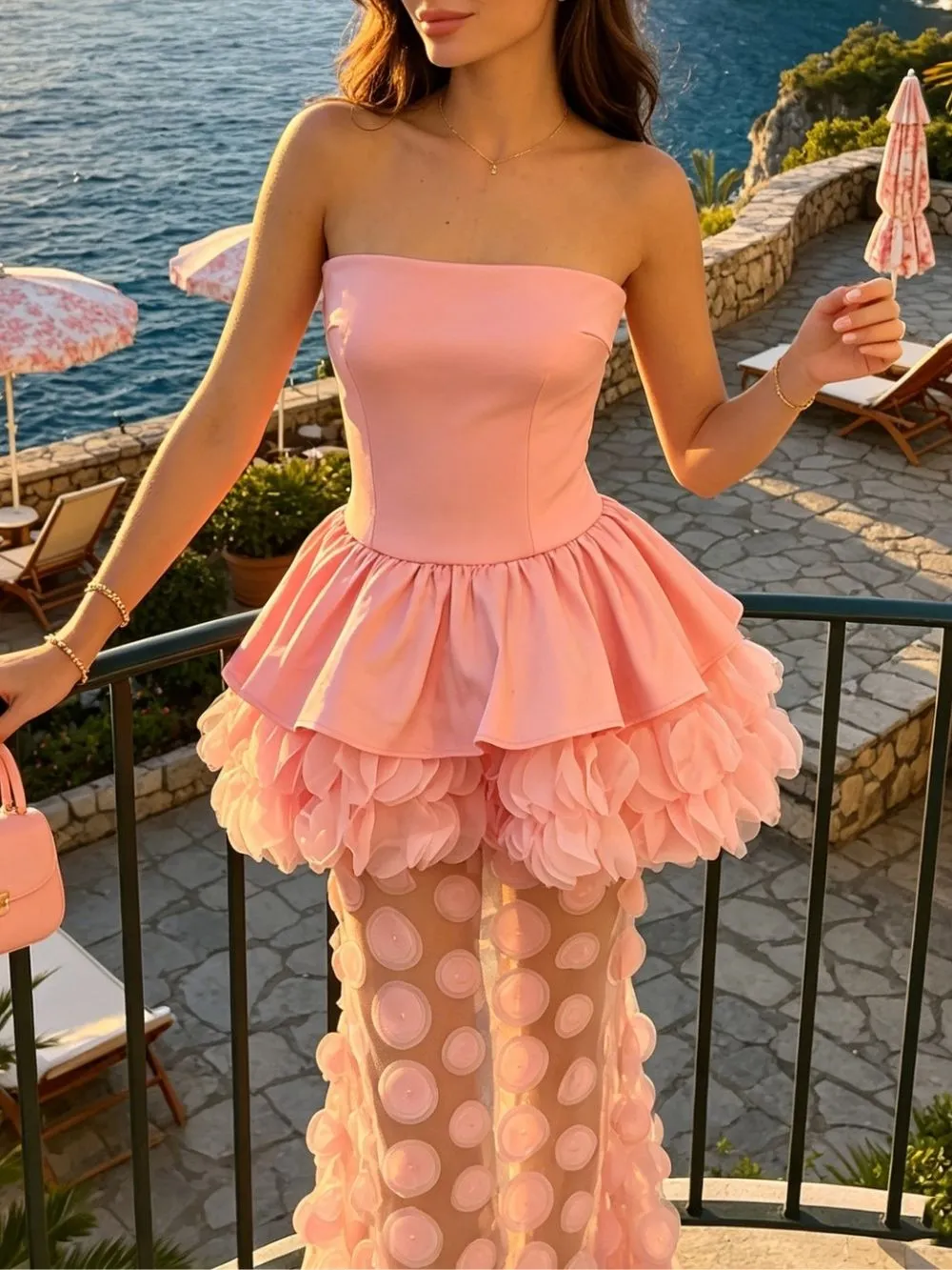 Makena Pink Strapless Maxi Dress