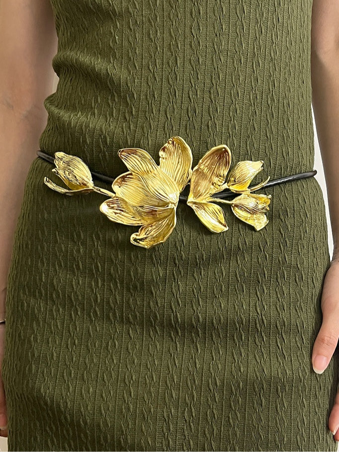 Vintage Gold Tulip Flower Decorative Belt - OWNCI Vintage Gold Tulip Flower Decorative Belt - OWNCI